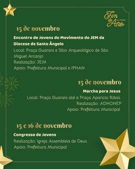 Fim de Ano nas Missões — Programação de 15 e 16 de novembro